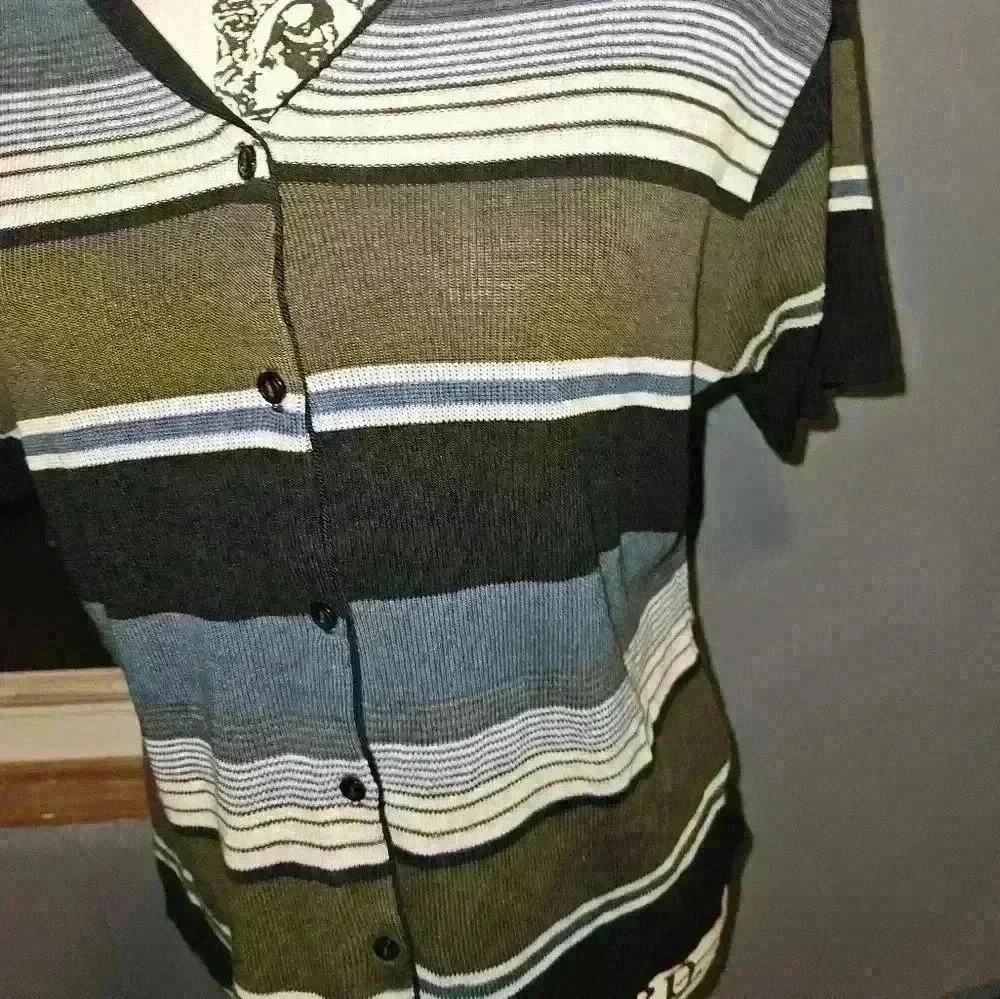 Kathy Ireland Womans Button Up Knit Top Size L - Picture 3 of 10